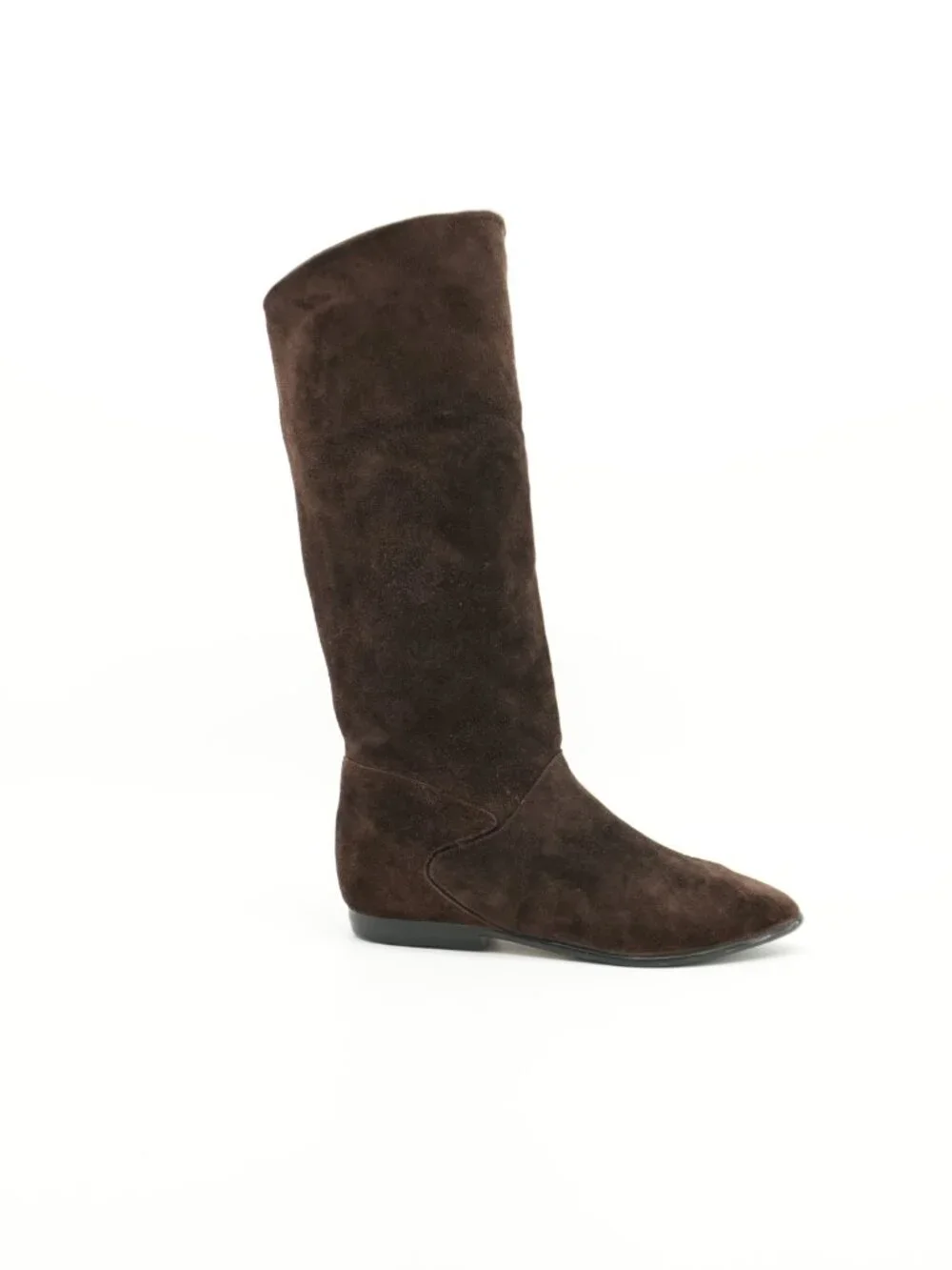 Brown Suede Tall Flat Slouching Knee-High Pirate Boots Size 10